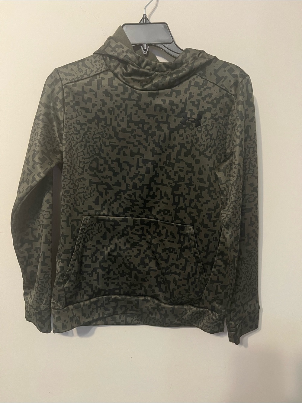 Boy’s Hooded Pullover Sweatshirt in Olive Camo
